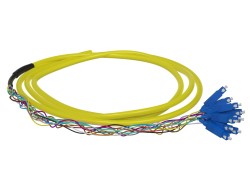 1.5m (5ft) LC APC 12 Fibers OS2 Single Mode Bunch PVC (OFNR) 0.9mm Fiber Optic Pigtail - Thumbnail