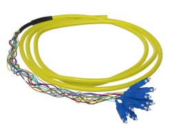 1.5m (5ft) LC APC 12 Fibers OS2 Single Mode Bunch PVC (OFNR) 0.9mm Fiber Optic Pigtail - Thumbnail