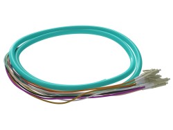 1.5m (5ft) LC UPC 12 Fibers OM3 Multimode Bunch PVC (OFNR) 0.9mm Fiber Optic Pigtail - Thumbnail