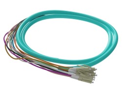 1.5m (5ft) LC UPC 12 Fibers OM3 Multimode Bunch PVC (OFNR) 0.9mm Fiber Optic Pigtail - Thumbnail