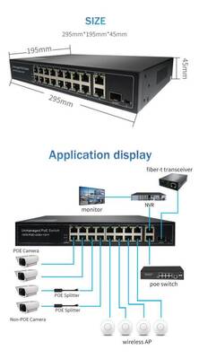 Entegron 16+2 Port 10/100/1000 POE Switch - Power Over Ethernet - 3