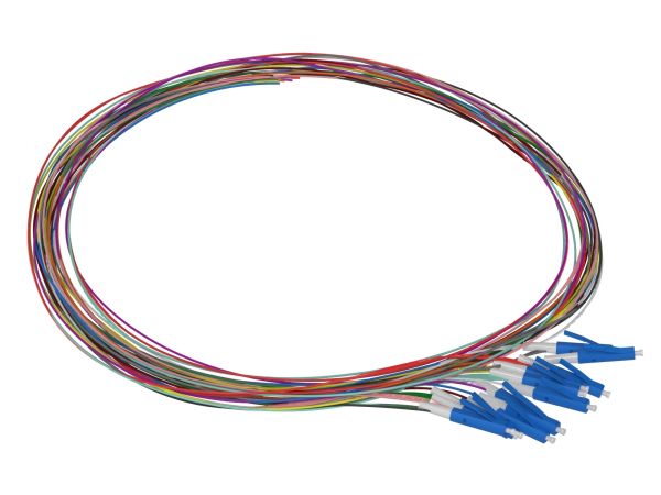 1m (3ft) LC APC 12 Fibers OS2 Single Mode Unjacketed Color-Coded Fiber Optic Pigtail