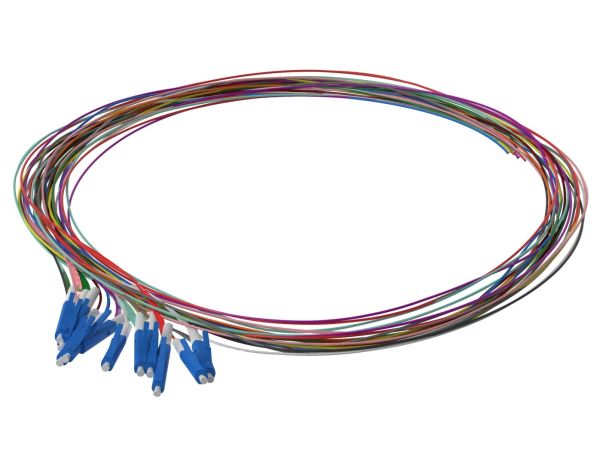 1m (3ft) LC APC 12 Fibers OS2 Single Mode Unjacketed Color-Coded Fiber Optic Pigtail