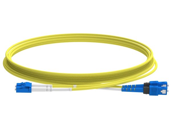 1m (3ft) LC APC to SC APC Duplex OS2 Single Mode PVC (OFNR) 2.0mm Fiber Optic Patch Cable - 1