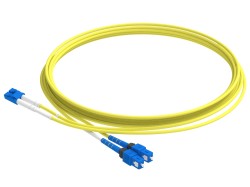 1m (3ft) LC APC to SC APC Duplex OS2 Single Mode PVC (OFNR) 2.0mm Fiber Optic Patch Cable - Thumbnail