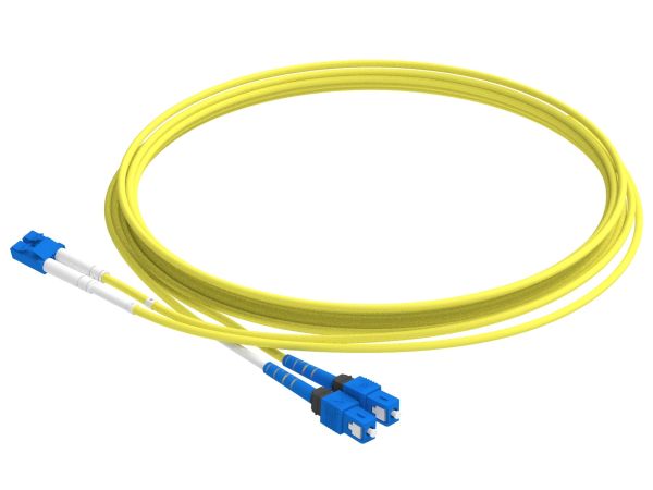 1m (3ft) LC APC to SC APC Duplex OS2 Single Mode PVC (OFNR) 2.0mm Fiber Optic Patch Cable - 3