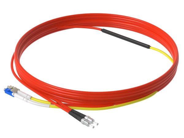 1m (3ft) LC to ST OM1 Mode Conditioning PVC (OFNR) Fiber Optic Patch Cable - 1