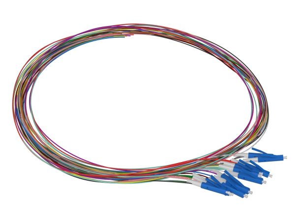 1m (3ft) LC UPC 12 Fibers OS2 Single Mode Unjacketed Color-Coded Fiber Optic Pigtail