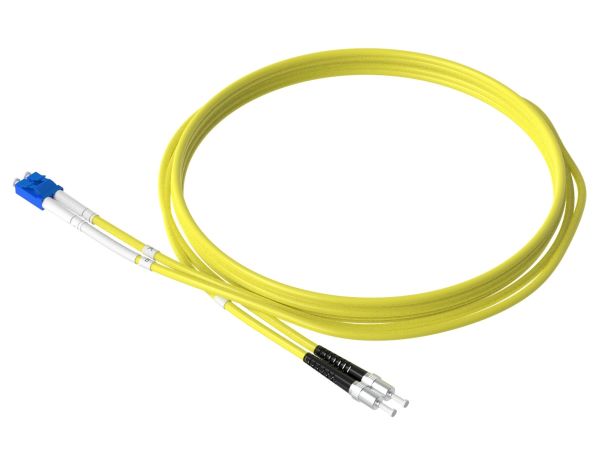 1m (3ft) LC UPC to ST UPC Duplex OM1 Multimode PVC (OFNR) 2.0mm Fiber Optic Patch Cable - 3