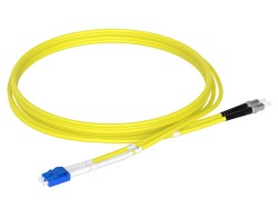 1m (3ft) LC UPC to ST UPC Duplex OM1 Multimode PVC (OFNR) 2.0mm Fiber Optic Patch Cable - Thumbnail