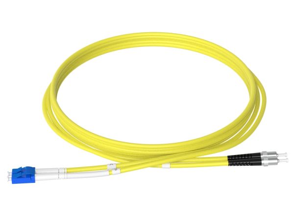 1m (3ft) LC UPC to ST UPC Duplex OS2 Single Mode PVC (OFNR) 2.0mm Fiber Optic Patch Cable