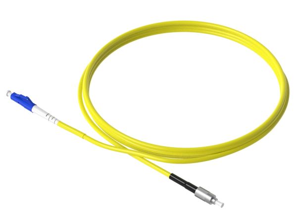 1m (3ft) LC UPC to ST UPC Simplex OS2 Single Mode PVC (OFNR) 2.0mm Fiber Optic Patch Cable