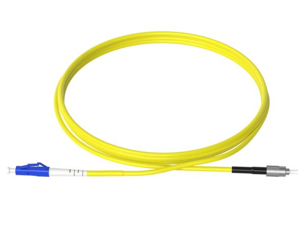 1m (3ft) LC UPC to ST UPC Simplex OS2 Single Mode PVC (OFNR) 2.0mm Fiber Optic Patch Cable