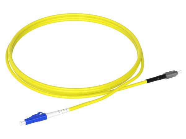 1m (3ft) LC UPC to ST UPC Simplex OS2 Single Mode PVC (OFNR) 2.0mm Fiber Optic Patch Cable