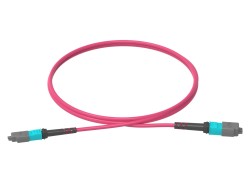 LONGLINE - 1m (3ft) MTP®-12 (Female) to MTP®-12 (Female) OM3 Multimode Elite Trunk Cable (Color-coded), 12 Fibers, Type B, Plenum (OFNP), Aqua
