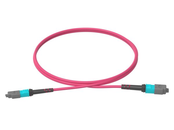 1m (3ft) MTP®-12 (Female) to MTP®-12 (Female) OM3 Multimode Elite Trunk Cable (Color-coded), 12 Fibers, Type B, Plenum (OFNP), Aqua - 1