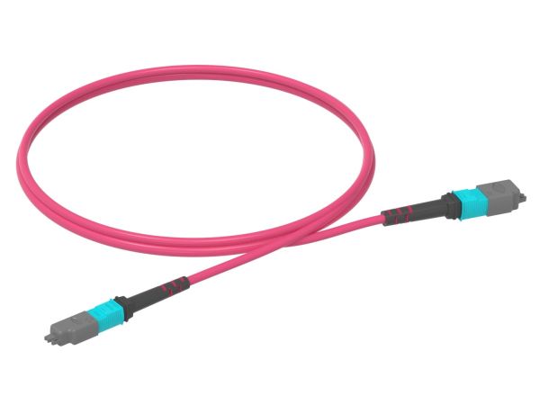 1m (3ft) MTP®-12 (Female) to MTP®-12 (Female) OM3 Multimode Elite Trunk Cable (Color-coded), 12 Fibers, Type B, Plenum (OFNP), Aqua