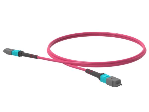 1m (3ft) MTP®-12 (Female) to MTP®-12 (Female) OM3 Multimode Elite Trunk Cable (Color-coded), 12 Fibers, Type B, Plenum (OFNP), Aqua