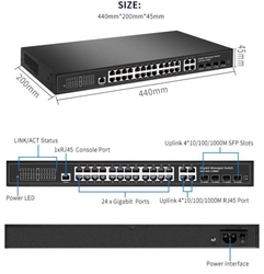 24P GigaBit 4xSFP Yönetilebilir Switch Metal kasa 24 port 10/100/1000 - ENTEGRON (1)