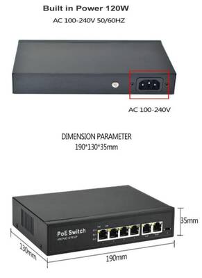 4 Port 100M POE Switch + 2 FE Uplink - 4