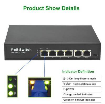 4 Port Ethernet PoE Switch, 6 Port (4+2) - 4 PoE Ports + 2 Uplink METAL KASA SWITCH - 2