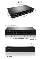 8P GigaBit Yönetilebilir POE Switch Metal kasa 8 port 10/100/1000 - 3
