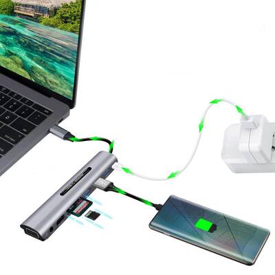 9in1 USB-C Dock Station Multiport Çok Girişli 4K HDMI VGA Dönüştürücü