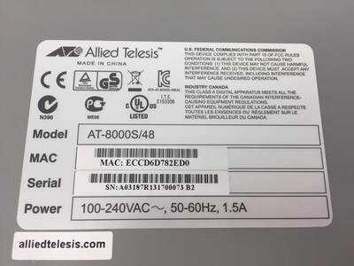Allied Telesis AT-8000S/48-50 48x 10/100 with 2x1000T 2xSFP Switch - 7