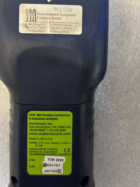 BACHARACH PCA400 COMBUSTION ANALYZER PCA 400 YANMA VE EMİSYON ANALİZÖR - 3
