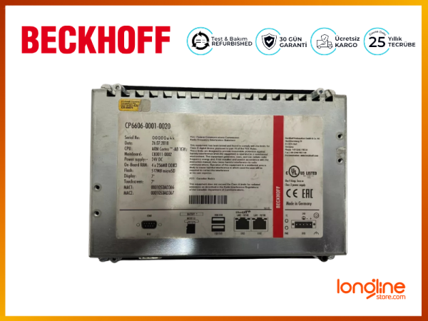 BECKHOFF CP6606-0001-0020 HMI BUILT-IN 7” 800X480 24V.DC PANEL PC TOUCH SCREEN - 3