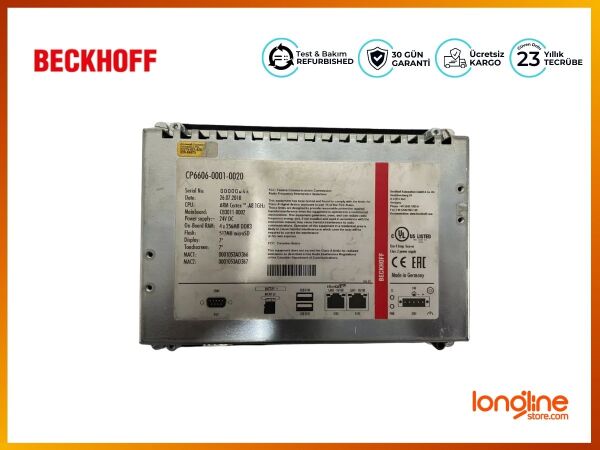 BECKHOFF CP6606-0001-0020 HMI BUILT-IN 7” 800X480 24V.DC PANEL PC TOUCH SCREEN - 3