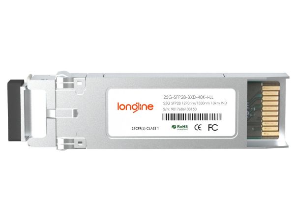 Brocade 25G-SFP28-BXD-40K-I Compatible 25GBASE SFP28 1310nm-TX/1270nm-RX 40km Industrial DOM Simplex LC SMF Optical Transceiver Module