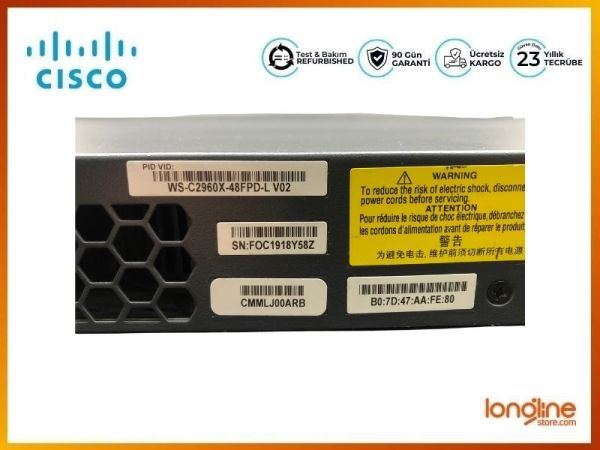 Cisco WS-C2960X-48FPD-L 2960X 48 port GIG Managed POE+ Switch - 6
