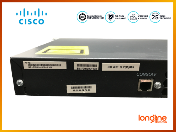 Cisco CATALYST 3560 48 10/100 + 4 SFP Swith WS-C3560-48TS-S - 3