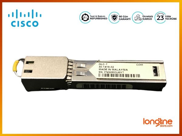 Cisco GLC-T 1000BASE-T SFP transceiver for Cat 5 copper wire, RJ-45 connector