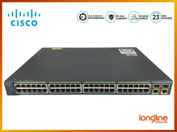 Cisco WS-C2960+48PST-S 48 Port 10/100 2 SFP & 2 1000BASE-T PoE- Switch