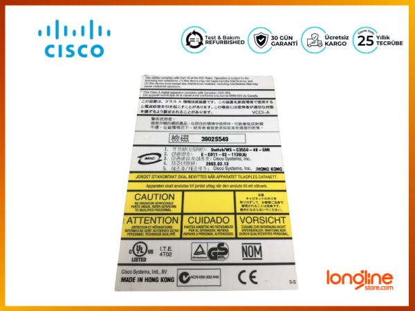 CISCO WS-C3550-48-SMI 48 PORT 10/100 2X SFP SWITCH - 3