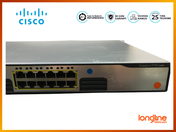 Cisco WS-C3750G-24T-E Catalyst 3750 24 Port 10/100/1000T + SFP Anahtarı (Switch) - 3