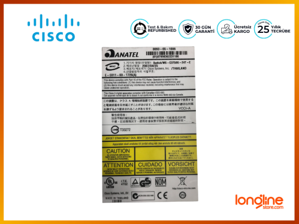 Cisco WS-C3750G-24T-E Catalyst 3750 24 Port 10/100/1000T + SFP Anahtarı (Switch) - 6