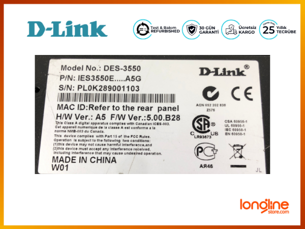 D-Link DES‑3550 xStack 48 Port 10/100 Yığınlanabilir Switch, 2x Gigabit Portlu - 6