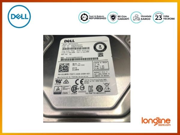 DELL 0JWVN 2TB 7.2K SATA 3 6GBPS 3.5 ENTERPRISE HDD