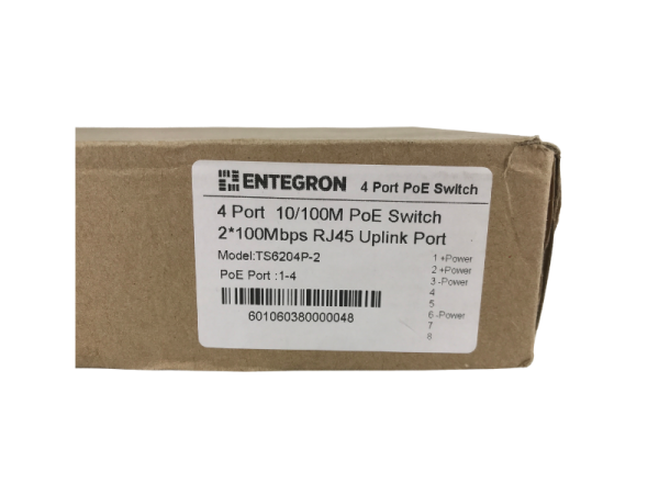 ENTEGRON 4 PORT 100M POE SWITCH + 2 FE UPLINK ENTDPS6204P-2F - 4