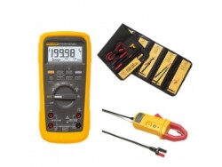 Fluke 87V TRMS Dijital Multimetre - i410 AC/DC Akım Pensi ve L215 SureGrip Kit, Prob Işığı ve Prob Uzatıcı ile birlikte - Fluke