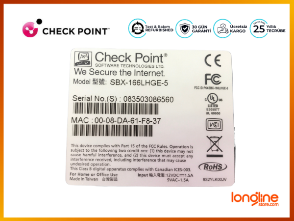 Check Point SBX-166LHGE-5 CheckPoint UTM1 Edge X - 5