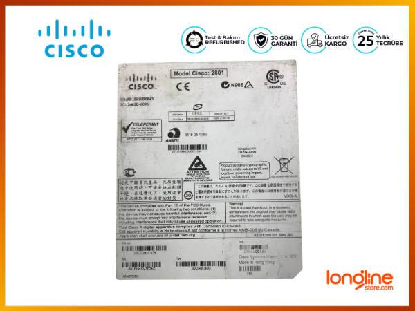 CISCO 2801 CISCO2801 2FE 4 Yuva (2 HWIC) 2 PVDM 2 AIM IP Temel Yönlendirici - 4