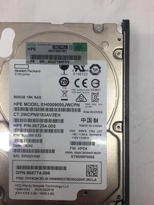 HP 900GB 15K 12G SAS 2.5 Q1H47A 873371-001 867254-003