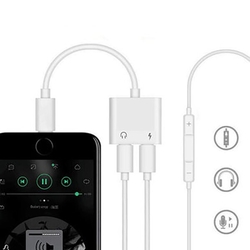 iphone 7 8 X Plus Lightning Kulaklık Şarj Çevirici Dönüştürücü Adaptör Aux Kablosu Şarz Çevirm - Thumbnail