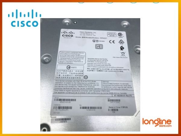 ISR4221/K9 CISCO ISR 4221 ROUTER, 2GE,2NIM,4GB/4GB MEMORY - 2