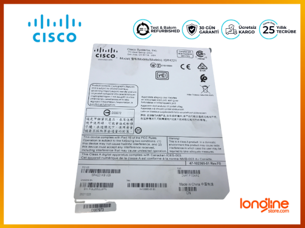 ISR4221/K9 CISCO ISR 4221 ROUTER, 2GE,2NIM,4GB/4GB MEMORY - 3