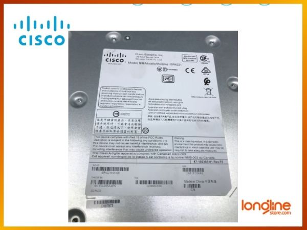 ISR4221/K9 CISCO ISR 4221 ROUTER, 2GE,2NIM,4GB/4GB MEMORY